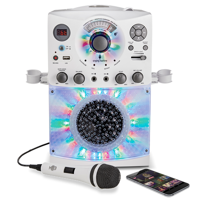 Singing Machine Portable Bluetooth Karaoke Machine with Wired Microphone and LED Disco Lights