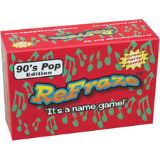 ReFraze TV Shows Edition Name Game box, red with colorful lettering and 90's Pop Edition branding