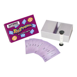 Talicor Refraze Movie Edition game box with purple cards, white storage box, and black spinner