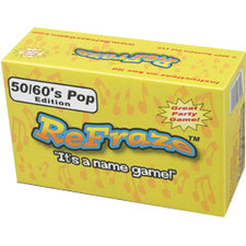 ReFraze 90's Country Edition Music Game box, yellow packaging with game logo and '50/60s Pop' visible on corner