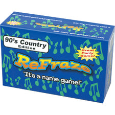 ReFraze 80s Pop Edition name game box with blue background, green cactus pattern, and yellow text