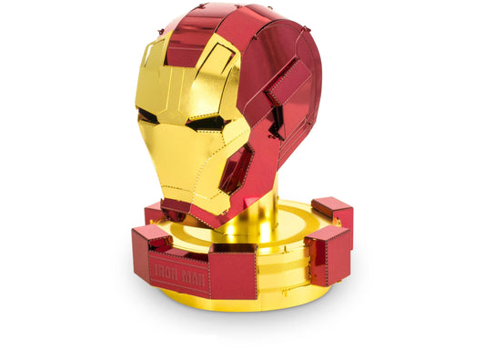Metal Earth 3D Iron Man Mark 45 Helmet Model Kit in gold and red