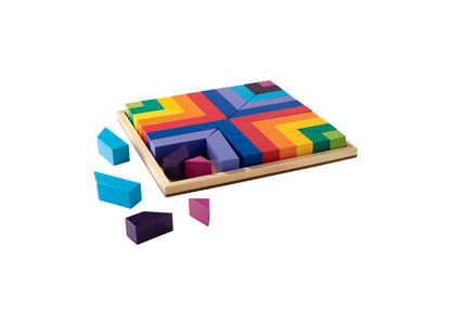 MindWare Pattern Play Colorful Wooden Blocks and Tray Set