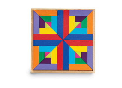 MindWare Pattern Play Colorful Wooden Blocks and Tray Set
