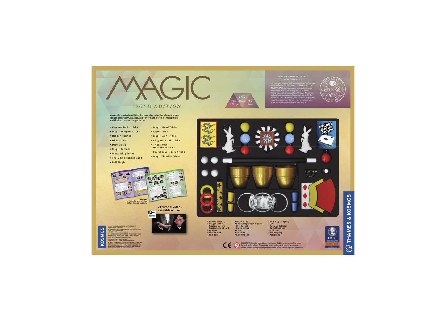 Thames & Kosmos Magic Gold Edition set with props, cards, cups, balls and instruction guides