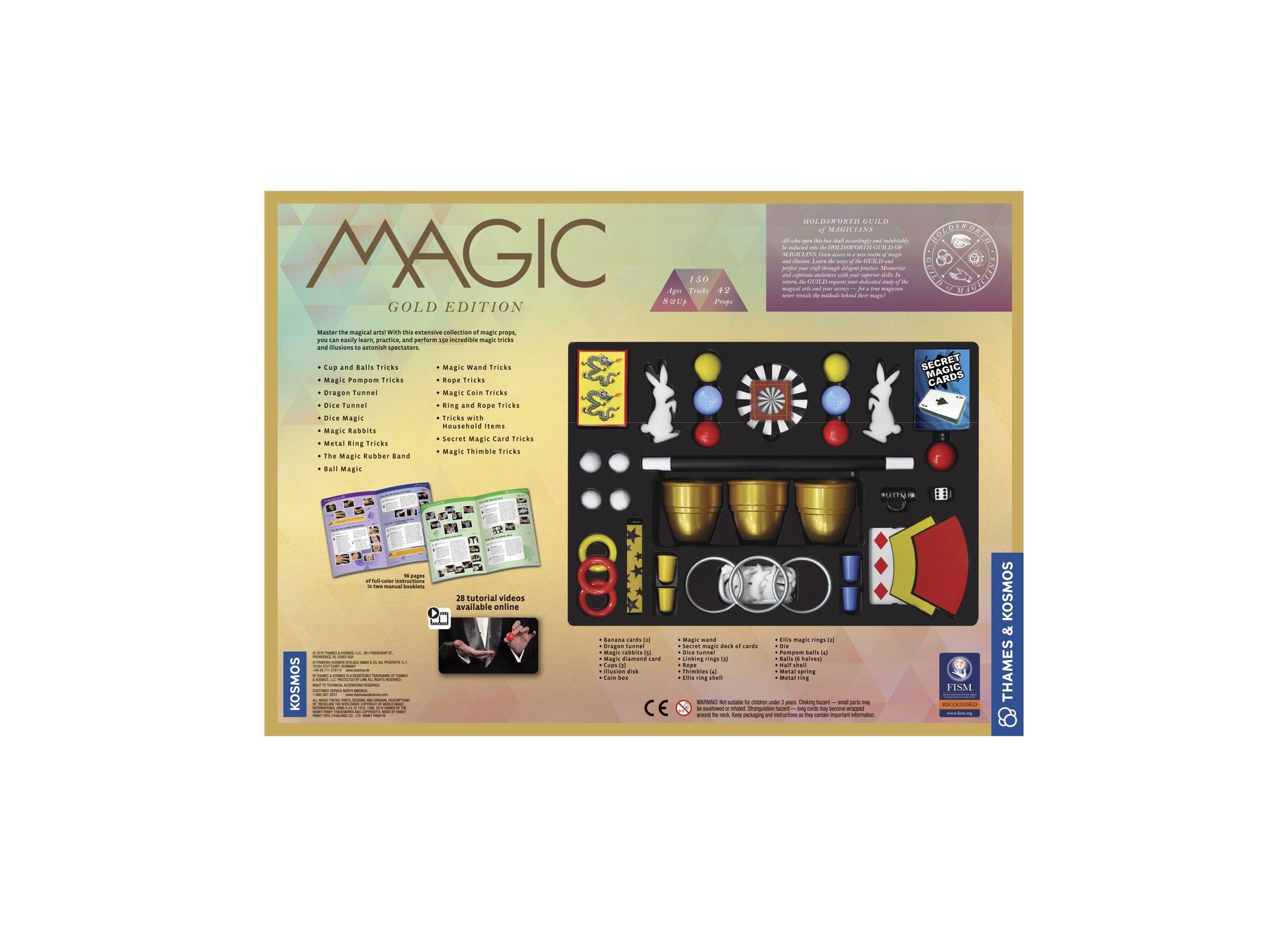 Thames & Kosmos Magic Gold Edition set with props, cards, cups, balls and instruction guides