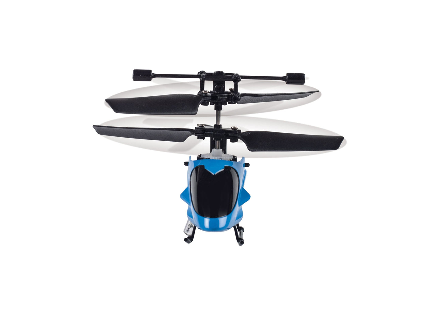 Blue Westminster Inc. R/C Helicopter with dual black rotors and multi-directional flight capability