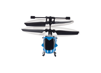 Blue Westminster Inc. R/C Helicopter with dual black rotors and multi-directional flight capability