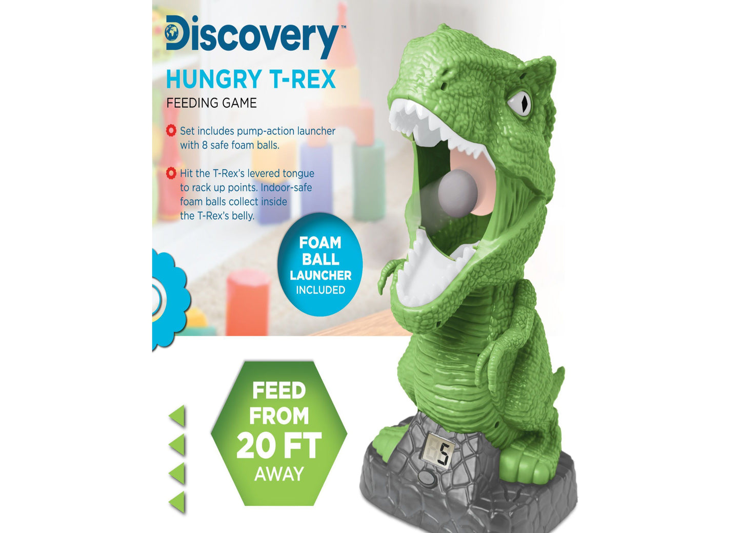 Discovery Kids T-Rex Hungry Feeding Game, Air Launcher Shooting Adventure