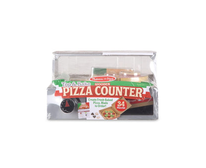 Melissa & Doug Top & Bake Wooden Pizza Counter Play Set with 41 pieces in packaging