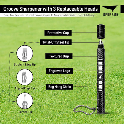 Birdie Golf: Birdie Blade - 3-In-1 Golf Club Groove Sharpener Tool