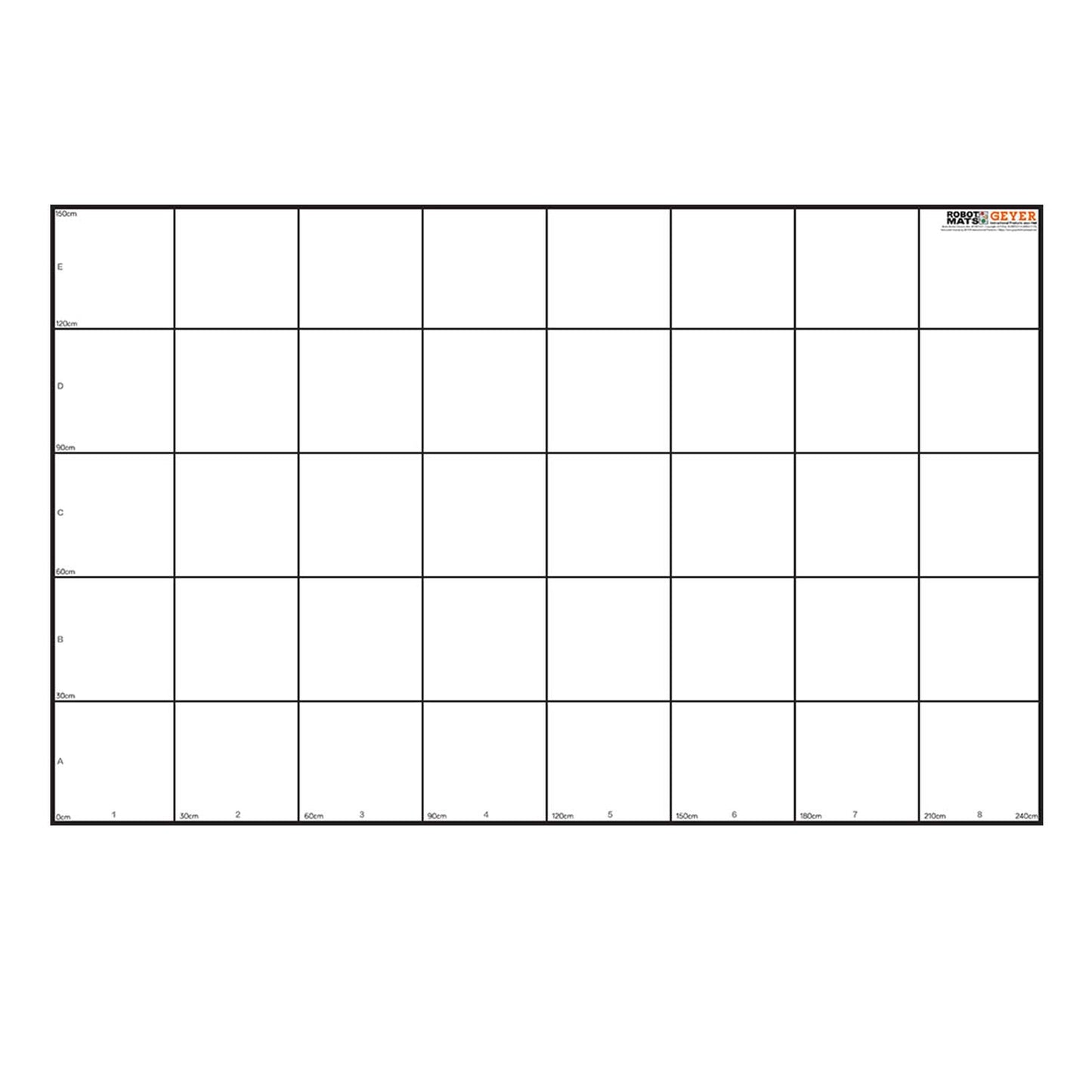 Geyer Instructional Wonder League Robotics Grid Mat, 150cm x 240cm, with labeled grid squares and measurement markings for educational robotics activities