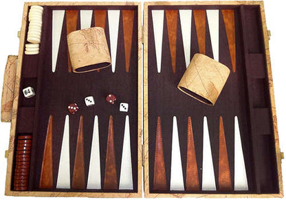 Deluxe Antique Map Backgammon Attache Set by Go! Games