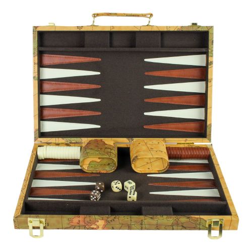 Deluxe Antique Map Backgammon Attache Set by Go! Games