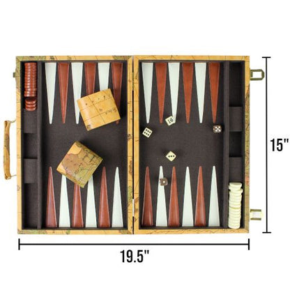 Deluxe Antique Map Backgammon Attache Set by Go! Games
