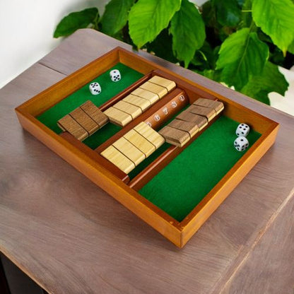 Shut the Box 4-Way Play Wooden Dice Game