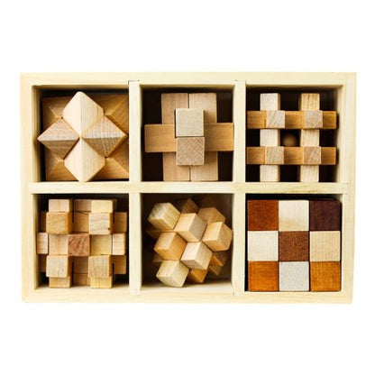 Wooden Pocket MindBenders Puzzles 6-Pack