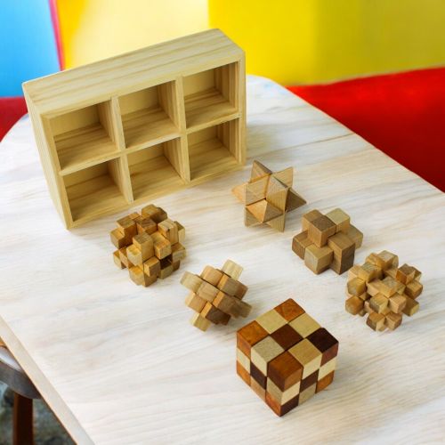 Wooden Pocket MindBenders Puzzles 6-Pack