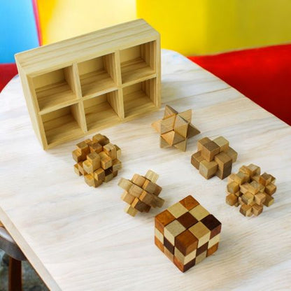 Wooden Pocket MindBenders Puzzles 6-Pack