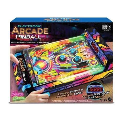 Neon Series Electronic Arcade Pinball Game with LED Lights and Vibrating Bumpers