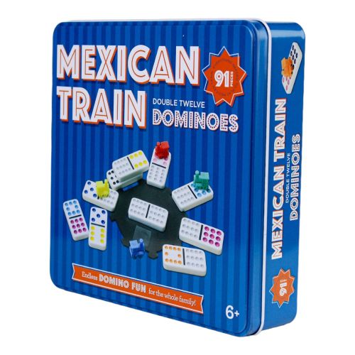 Mexican Train Dominoes in Tin Box