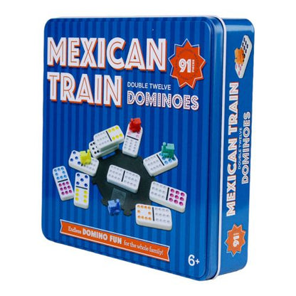 Mexican Train Dominoes in Tin Box