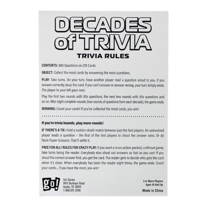 Decades of Trivia Game - Nostalgic Pop Culture Quiz