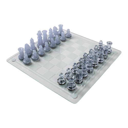Plastic Chess Set with Glass Chessboard