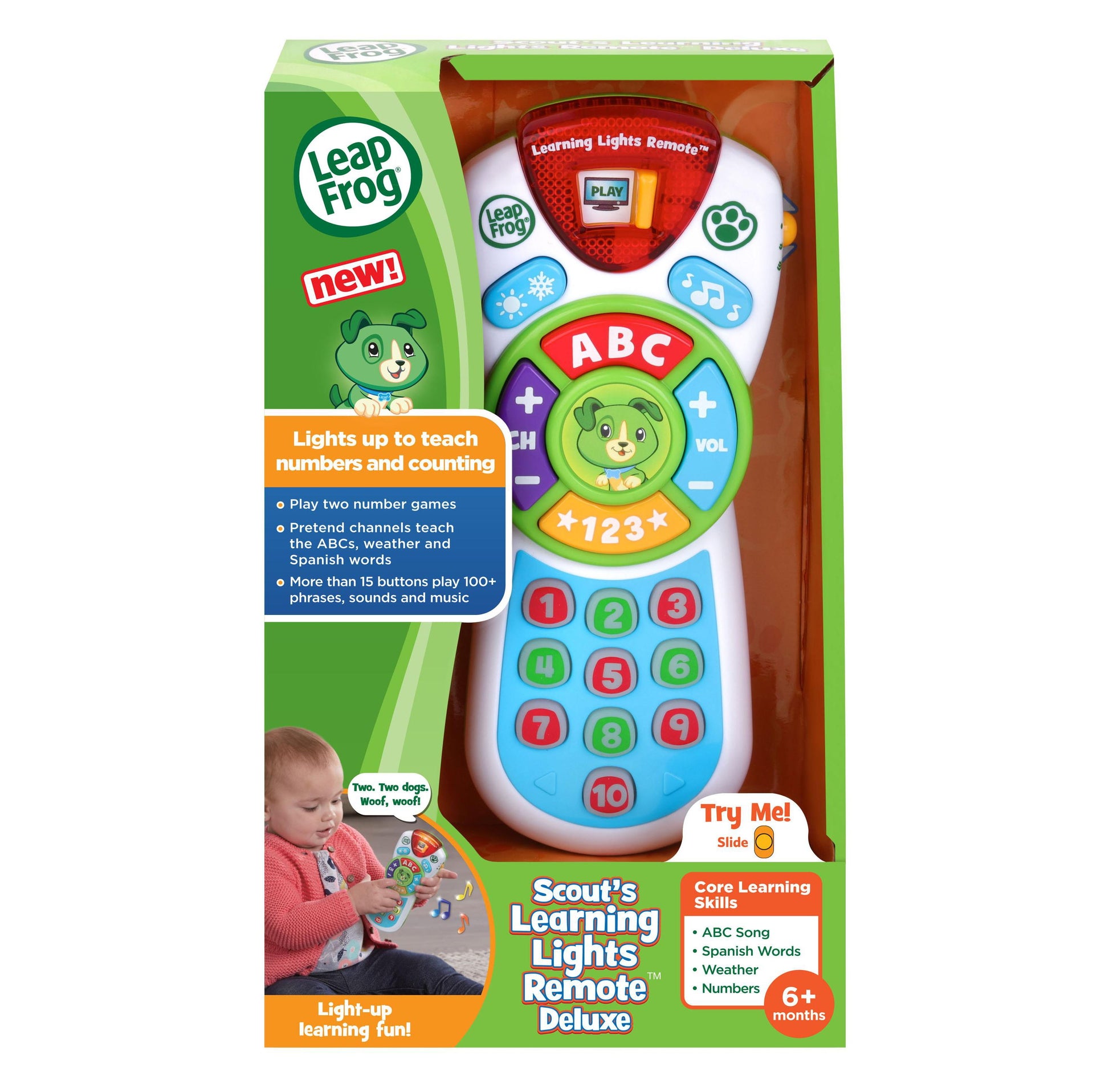 LeapFrog Scout's Learning Lights Remote Deluxe with ABC buttons, number pad, and red learning lights remote