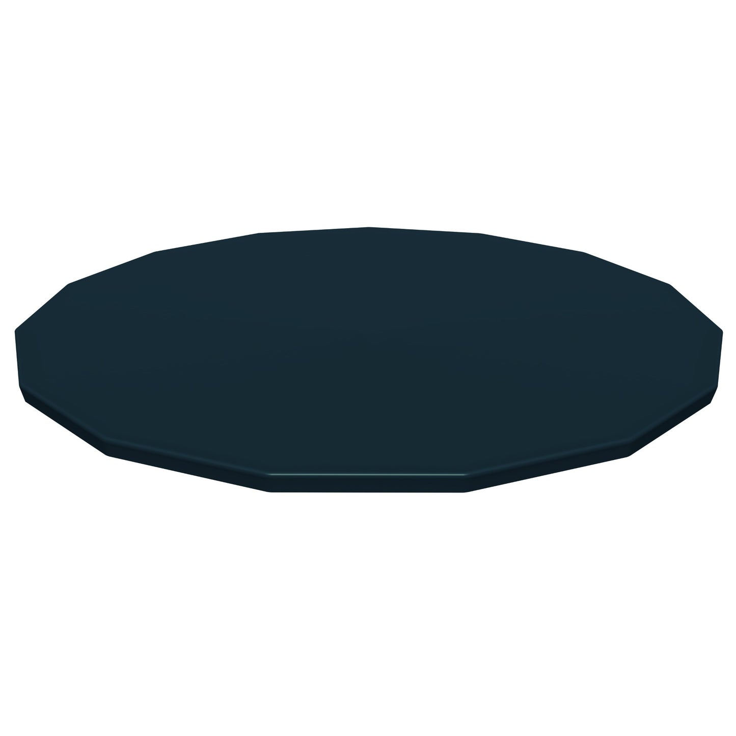 Flowclear 10' Pool Cover in dark blue, oval shape with beveled edges