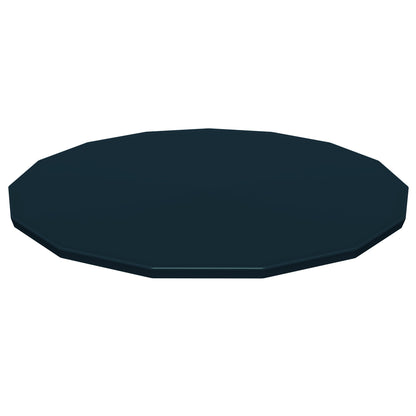 Flowclear 10' Pool Cover in dark blue, oval shape with beveled edges