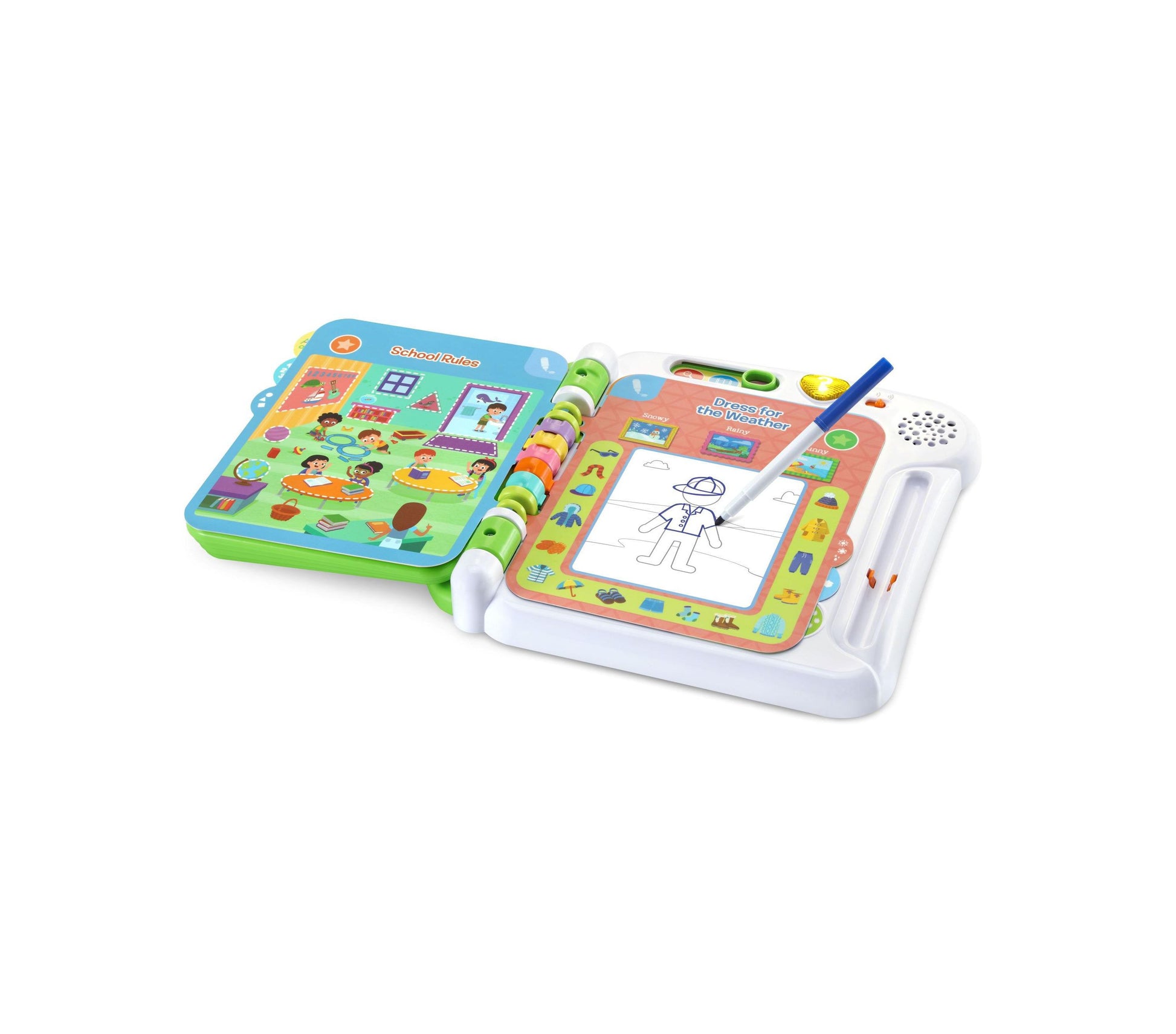LeapFrog Prep For Preschool Activity Book with colorful pages, markers, and interactive learning features