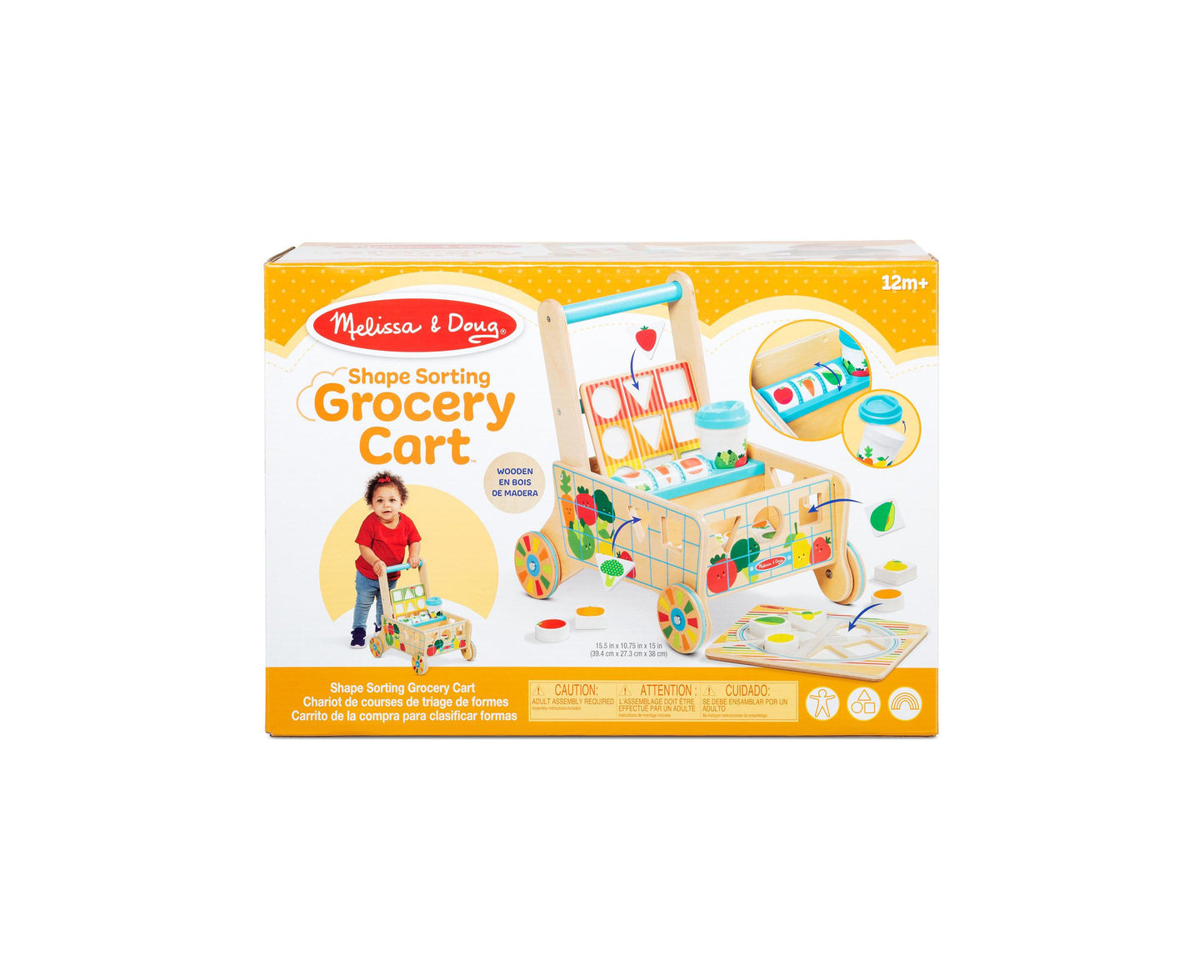 Melissa & Doug Wooden Grocery Cart & Shape Sorting Puzzle Toy