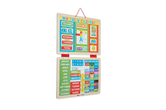 Melissa & Doug My First Daily Magnetic Calendar with colorful month and day tiles, seasons, and weather tracking
