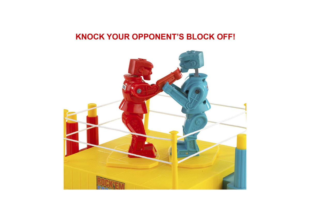 Rock 'Em Sock 'Em Robots Classic Boxing Match Game with red and blue robots fighting in yellow ring