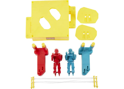 Rock 'Em Sock 'Em Robots Classic Boxing Match Game with red and blue robots, yellow ring, and accessories