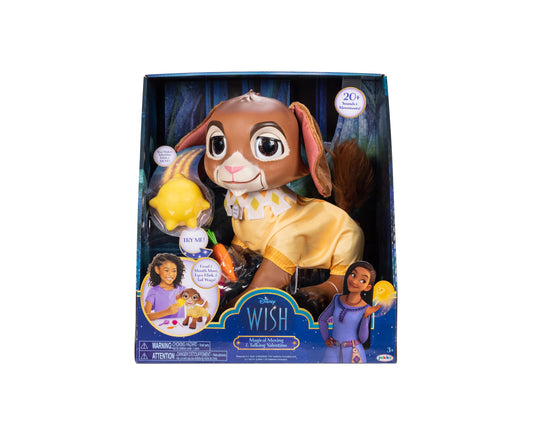 Disney Wish Magical Moving and Talking Valentino Star Large Doll in packaging, brown dog character wearing yellow outfit with star accessories