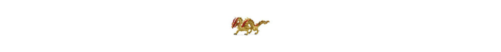 Gold and red dragon figurine on plain white background