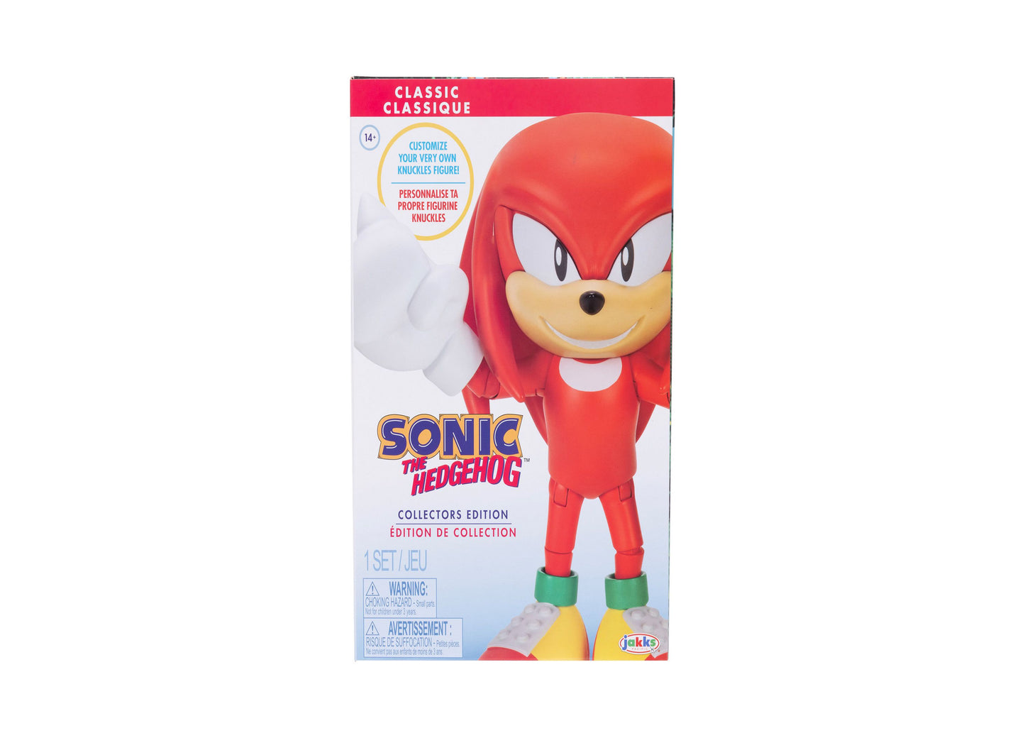 Sonic the Hedgehog Classic Collectors Edition action figure in packaging, red character with yellow sneakers on white background