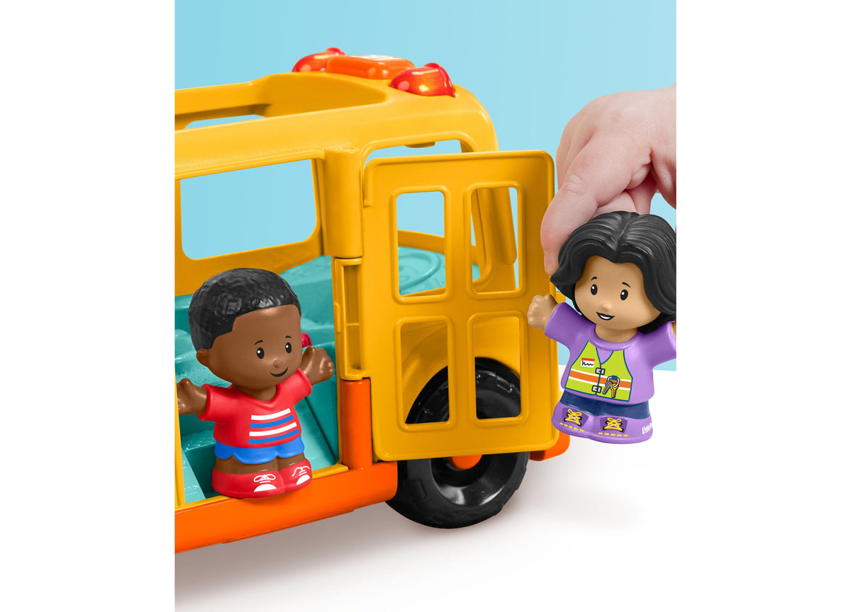 Little Pal Interactive Musical School Bus yellow toy with two figures and pull handle