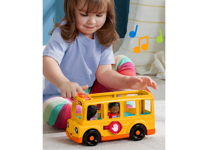 Little Pal Interactive Musical School Bus yellow toy bus with child playing, includes figures and colorful ball