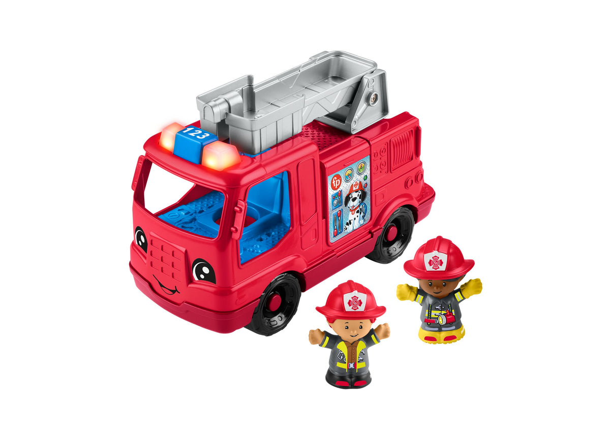Toys R Us Gigantic Fire Engine Playset in bright red with two firefighter figures wearing red helmets