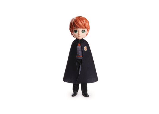 Ron Weasley collectible doll with red hair, wearing black wizard robes over a gray sweater with crest, and black pants