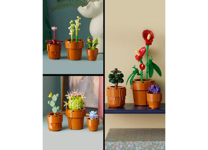 LEGO Icons Tiny Plants 10329 set with 9 buildable plants in terracotta pots, including cacti, flowers, and succulents...