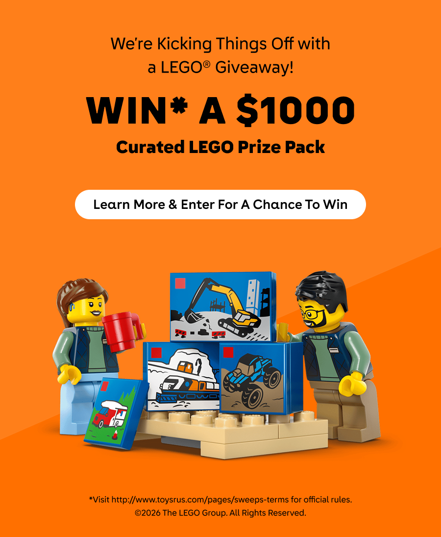 We're kicking things off with a LEGO giveaway! Win* a $1000 curated lego prize pack. Learn more and enter for a chance to win. *Visit http://toysrux.com/pages/sweeps-terms for official rules. Copyright 2026 The LEGO Group. All rights reserved.
