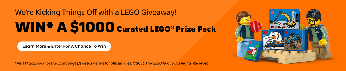 We're kicking things off with a LEGO giveaway! Win* a $1000 curated lego prize pack. Learn more and enter for a chance to win. *Visit http://toysrux.com/pages/sweeps-terms for official rules. Copyright 2026 The LEGO Group. All rights reserved.