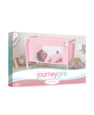 Journey Girls Pastel Pink Baby Doll Crib Playset