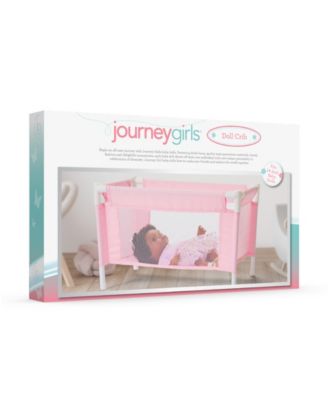 Journey Girls Pastel Pink Baby Doll Crib Playset