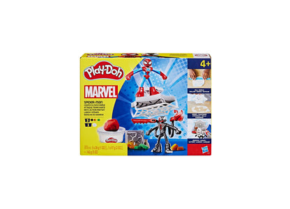 Play-Doh Marvel Spider-Man Web-Slinging Battle Playset with red and black figures, web-slinger tool, and accessories ...