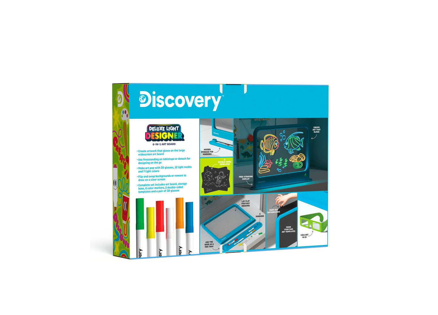 Discovery Kids Deluxe Light Designer 6-in-1 Art Board Drawing Kit